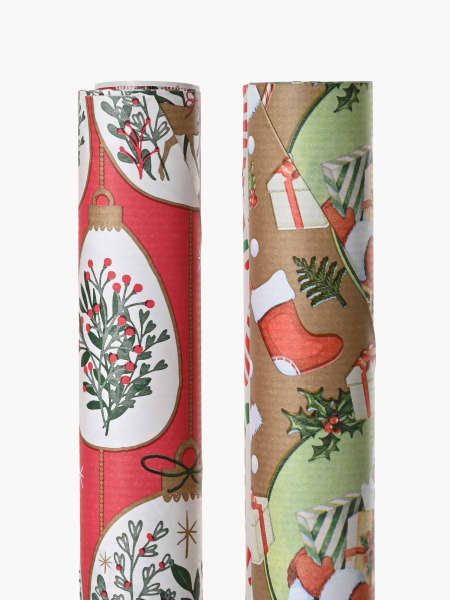 Papel de Regalo de Navidad Kraft Surtido (6 Diseños) 70 x 200 cm