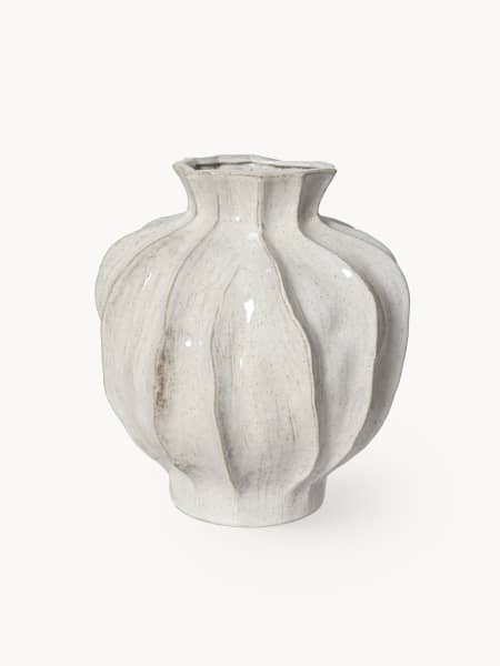 Jarrón Orgánico Blanco Brillante de Gres (Ø23×26 cm)