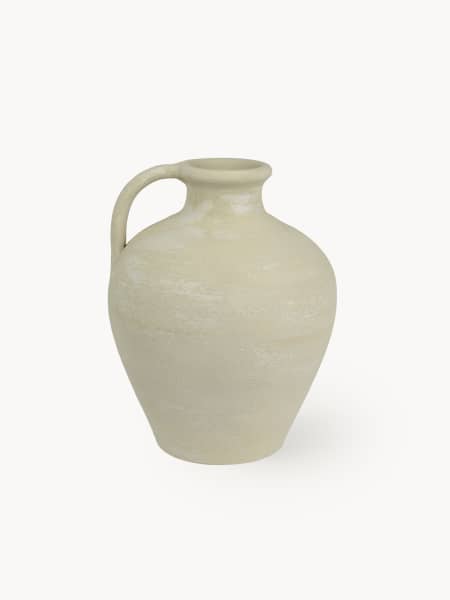 Jarra Crema Mate con Asa de Terracota (Ø25×30 cm)