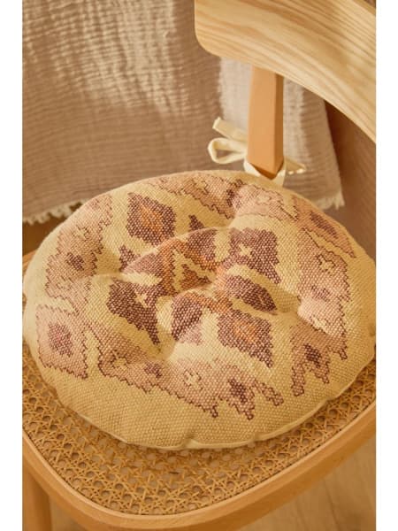 Cojín de silla de algodón dhurrie con print Aisha