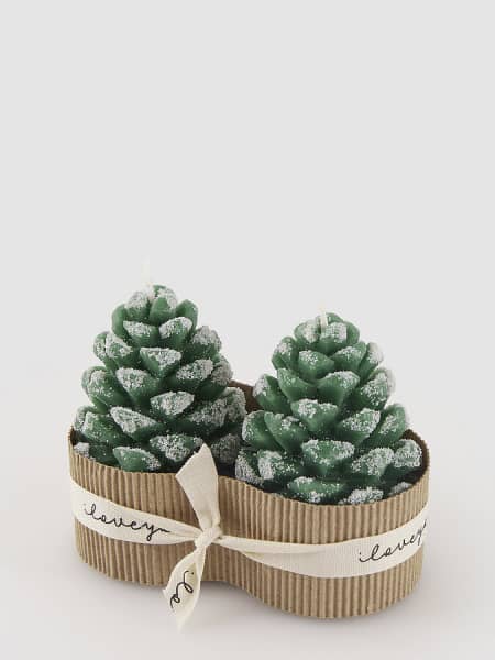 Vela piña nevada verde Ø6 cm (set 2 uds)