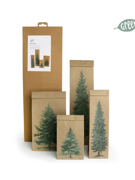 Set de bolsas kraft con abeto (set 4 uds)