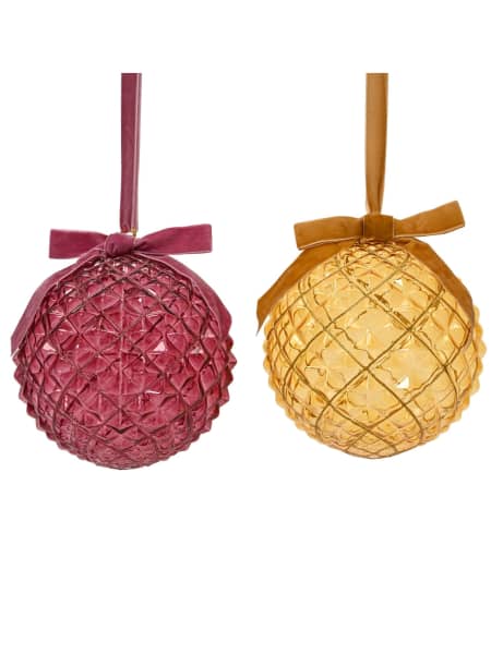 Bola de Navidad con rombos en relieve y purpurina Ø19 cm