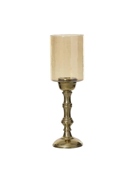 Candelabro de aluminio dorado y ámbar Ø11×38 cm