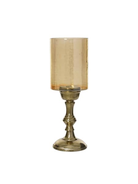 Candelabro de aluminio dorado y ámbar Ø11×33 cm