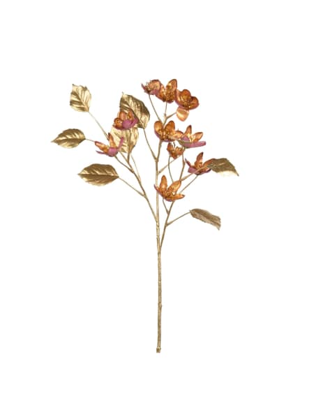 Vara artificial de magnolia naranja y dorada 66 cm