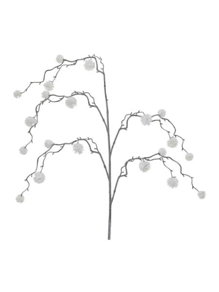 Rama colgante artificial de pompón blanco 113 cm