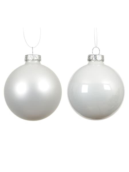Caja de 6 bolas de Navidad de cristal mate y brillo blancas Ø8 cm