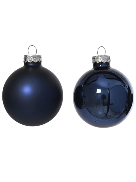 Caja de 4 bolas de Navidad de cristal mate y brillo azul noche Ø10 cm