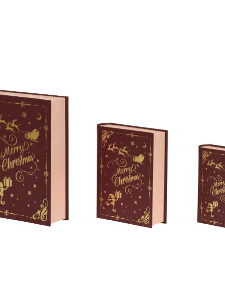 Caja de regalo en forma de libro marrón y dorada 5×16,5×21 cm