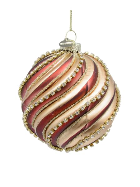 Bola de Navidad con líneas crema y champán Ø8 cm