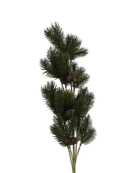 Rama artificial de abeto con piñas verde 66 cm