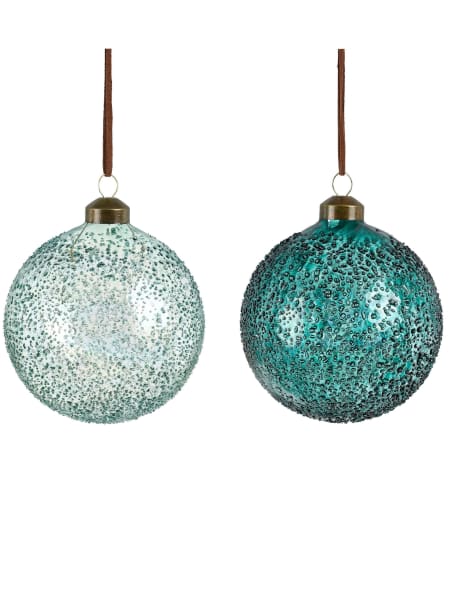 Bola de Navidad de cristal verde glaseado Ø10 cm