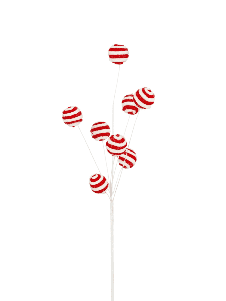 Pick artificial de bolas blancas y rojas 68 cm