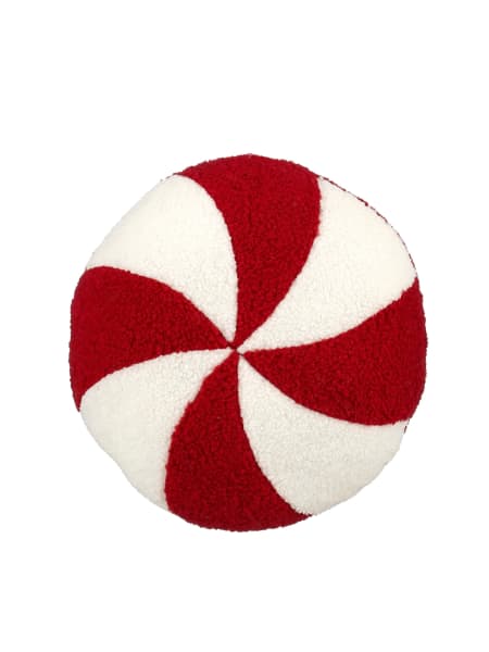 Cojín de caramelo blanco y rojo Ø30 cm