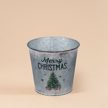 Maceta de Interior "Merry Christmas" gris envejecido