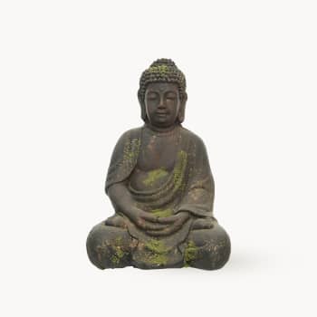 Figura de jardín Buda sentado en marrón con musgo
