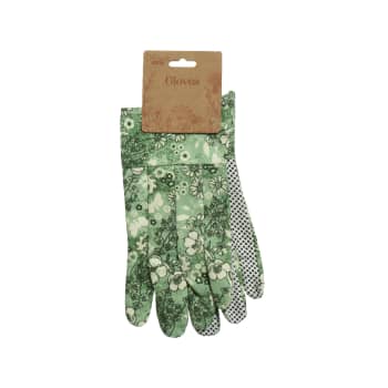 Guantes de Jardinería de Algodón Verde con Flores