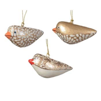 Adorno Colgante Pájaro Pintado a Mano dorado