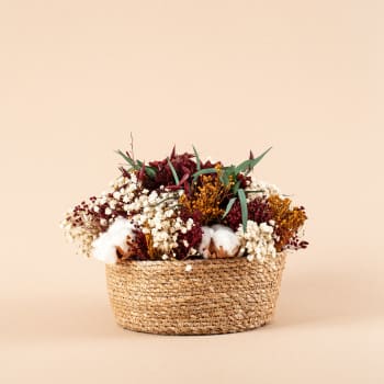 Cesto de Eucalipto Nicolli, Hortensia y Algodón preservado