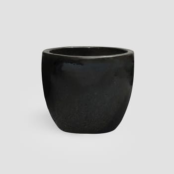 Maceta Fronda esmaltada Glazed negro brillante (Campana)