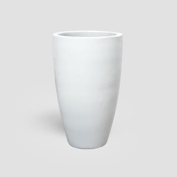 Maceta Fronda esmaltada Glazed blanco (Campana alta)