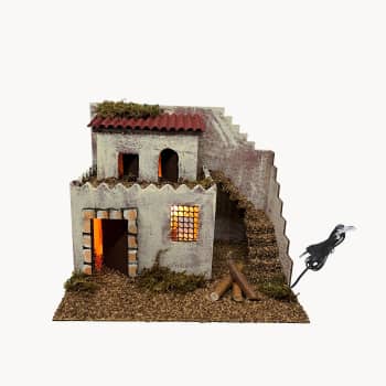 Posada de corcho con luz LED para Belén