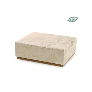 Caja de Cartón Decorativa con Estampado Floral dorado y Base marrón (formato grande)