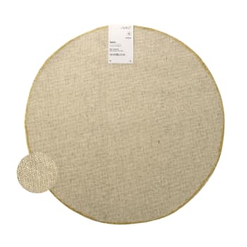 Mantel Individual Redondo beige con Borde dorado