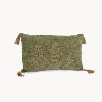 Cojín con Flecos 'Herbert' Diseño Abetos de Navidad