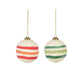 Bola para Árbol de Navidad en Papel Reciclado de Rayas Horizontales