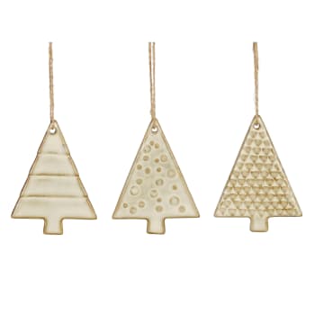 Adorno Colgante Abeto con Textura en Relieve beige