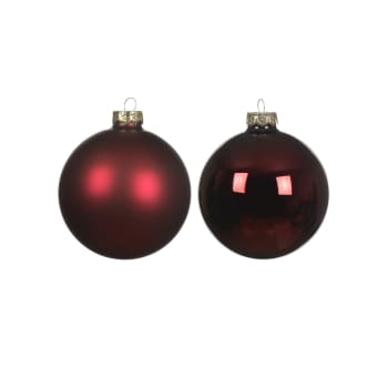 Set de Bolas para Árbol de Navidad en Cristal Brillo/Mate burdeos