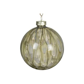 Bola para Árbol de Navidad en Cristal con Efecto Mármol verde claro