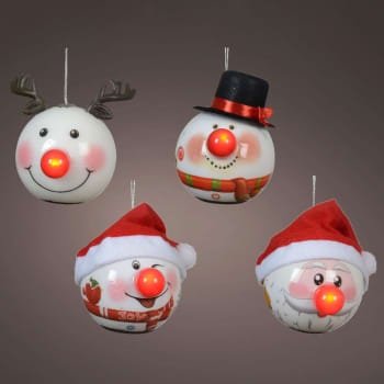Bola para Árbol de Navidad Diseños Divertidos con nariz iluminada