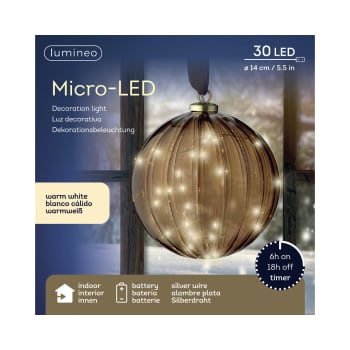 Bola decorativa LED marrón blanco cálido Ø14 cm