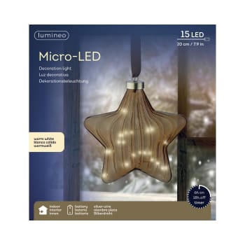 Estrella decorativa LED marrón blanco cálido