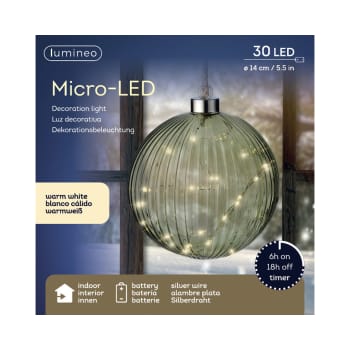 Bola decorativa LED verde blanco cálido Ø14 cm