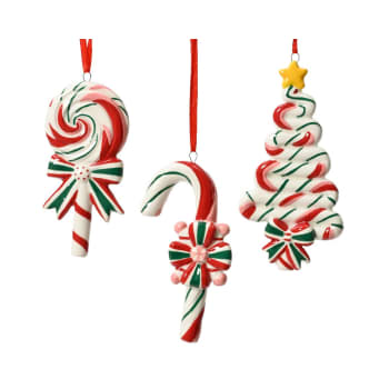 Adorno Colgante Navideño de Cerámica rojo, verde y blanco