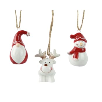Adorno Colgante Figura Navideña de Porcelana