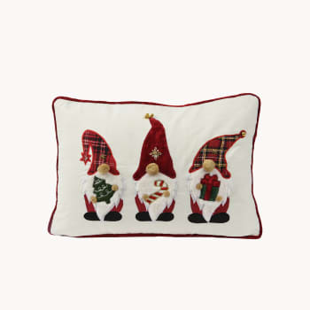 Cojín de Gnomos Navideños Rojo/Blanco - 30x50 cm