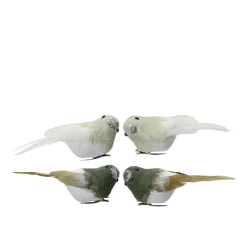 Clip Decorativo Pájaro con Purpurina y Plumas verde/blanco