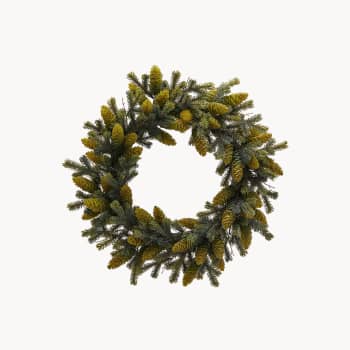 Corona artificial de Navidad de pino verde con piñas Ø 60 cm
