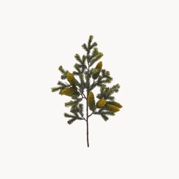 Rama artificial de pino verde con piñas 66 cm