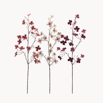 Rama artificial de Cornus de terciopelo rosa 90 cm
