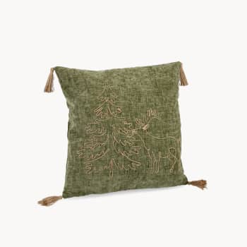 Cojín Herbert Abeto con Reno Verde 45x45 cm