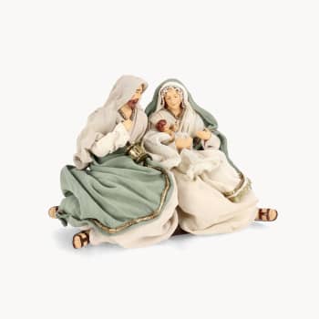 Nacimiento con ropa de tela azul 22 cm para Belén