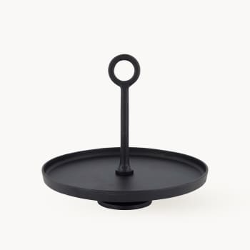 Soporte de dulces de 1 piso, negro, de aluminio, D30x27 cm