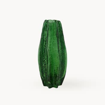 Jarrón de Cristal Verde con Diámetro 13.5 cm y Altura 29.5 cm (Ref. 120333)