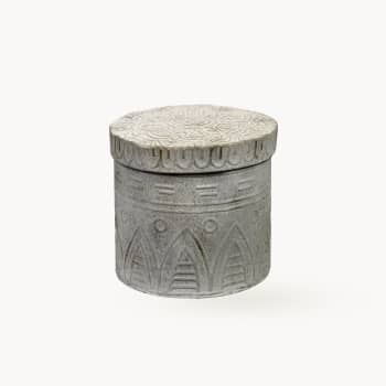 Set 3 Cajas Redondas Metálicas Dorado y Blanco con Relieve D38x34 cm